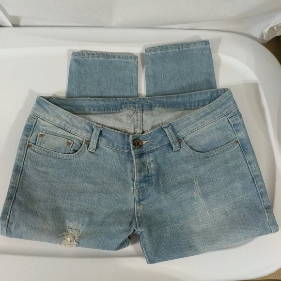 𝅺Lee Cooper Super Rave Distressed Skinny Light Wash Jeans - size 27 - Picture 4 of 10